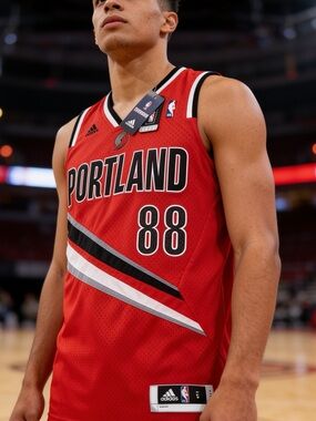 NBA PORTLAND TRAIL BLAZERS 2015 BASKETBALL SHIRT JERSEY ADIDAS #88 BATUM SIZE S